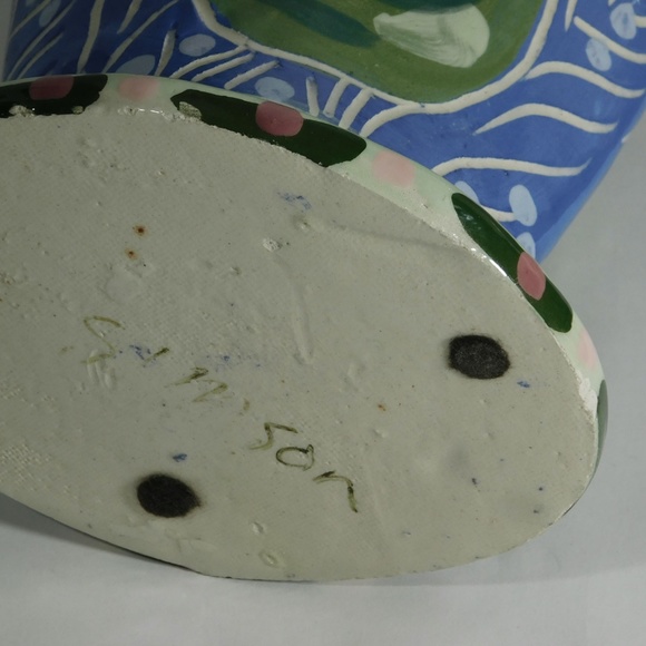 Studio Pottery VASE - Colorful Arts and Crafts Vase signed \
